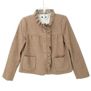 J. Crew Camel Wool Ruffle Jacket Size 2